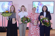 Pressefoto: 2025-07-09 Die Preisträgerinnen des KONKRET-Preises 2025 der Lilly Deutschland Stiftung, (v.l.n.r.): Rebecca Kremer, Julia Bräuer, Susanne Quernheim, Dr. Viyan Sido
